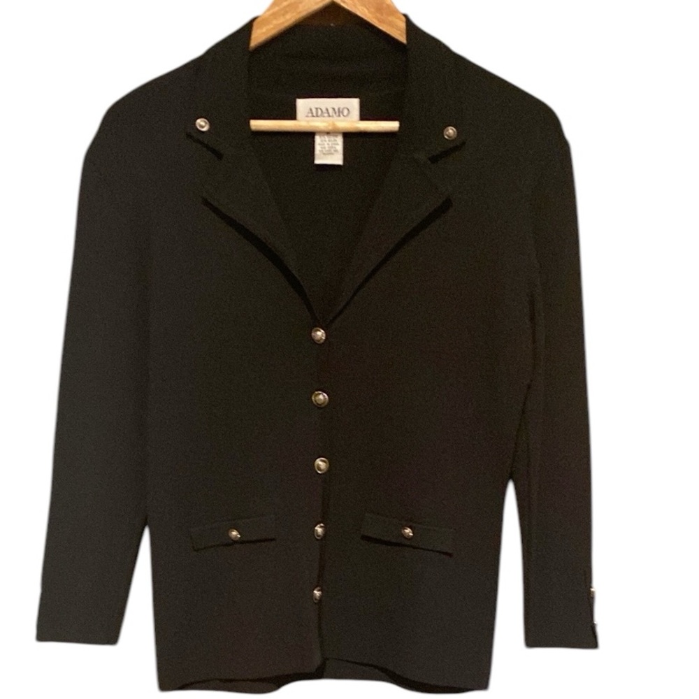 Vintage Adamo Black Cardigan Button Down Classic Sweater Size Medium